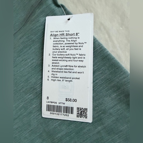 NWT Align hr short 8 moss green - Picture 3 of 6